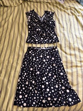 Vintage London Times Polka Dot Skirt Set